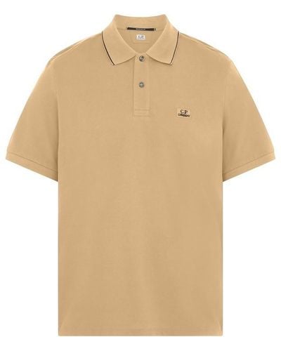 C.P. Company Short Sleeve Tipped Polo Shirt - Natural