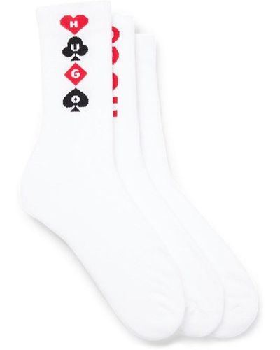 HUGO Three-pack Of Short-length Socks With Ribbed Structure - White