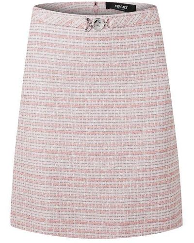 Versace Tweed Skirt Ld44 - Pink