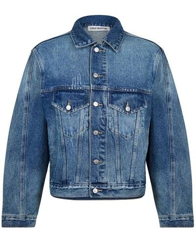 Cole Buxton Cropped Denim Jacket - Blue