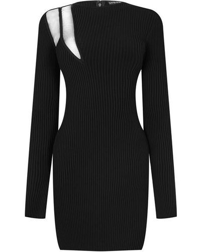 David Koma Bra Detail Net Insert Knit Mini Dress - Black