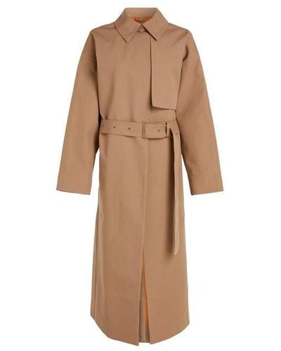 Calvin Klein Bonded Cotton Trench Coat - Natural
