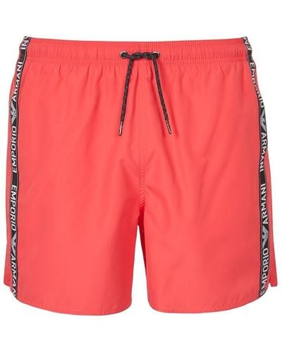 Emporio Armani Tape Swim Shorts - Red