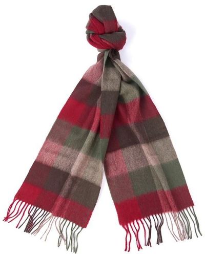 Barbour Large Tattersall Scarf - Red