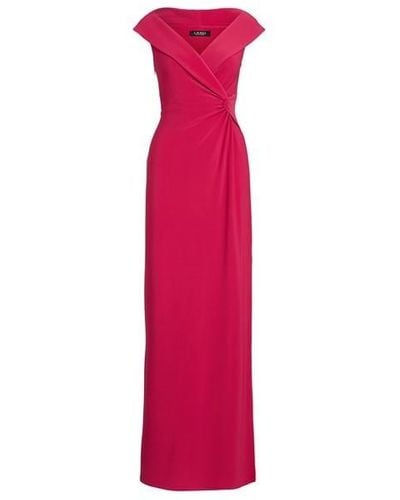 Lauren by Ralph Lauren Leonidas Plain Twist Detail Maxi Dress - Pink