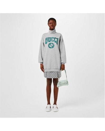 Gucci Longline High Neck Logo Sweatshirt - Grey
