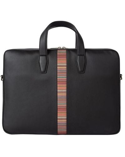 Paul Smith 'signature Stripe' Business Folio Bag - Black