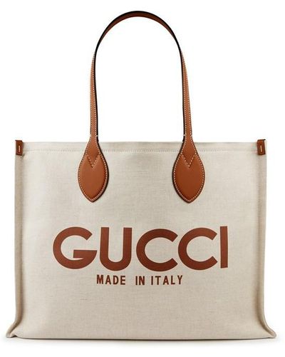 Gucci Made In Italy Canvas Tote - Natural