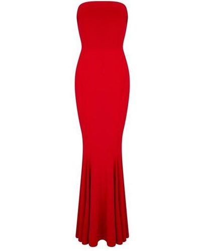Norma Kamali Strapless Fishtail Gown - Red