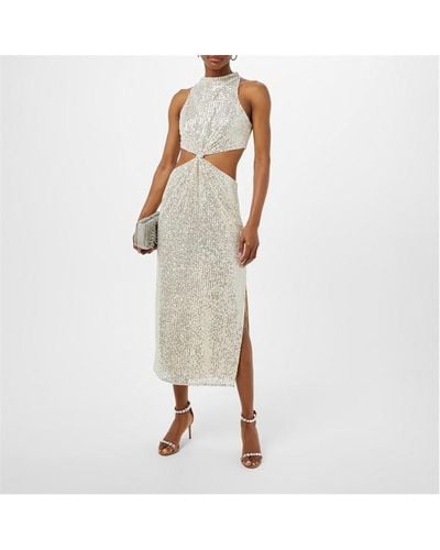 Pretty Lavish Isidora Twist Knit Sequin Midaxi Dress - White