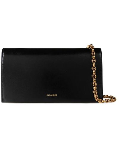 Jil Sander All Day Leather Wallet On Chain - Black
