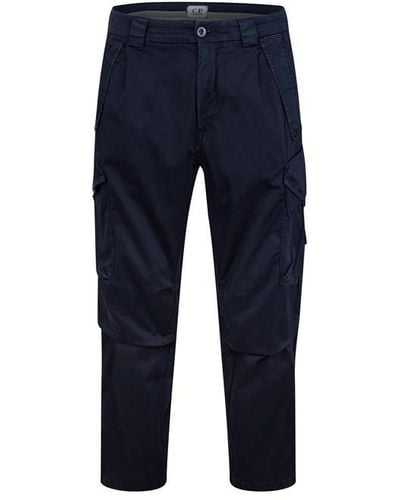 C.P. Company Garment Dyed Stretch Sateen Cargo Trousers - Blue