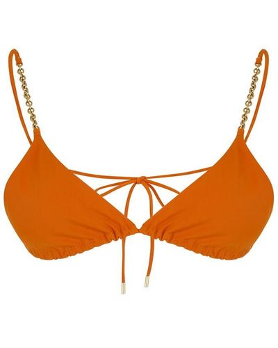 Saint Laurent Chain Triangle Bikini Top - Orange