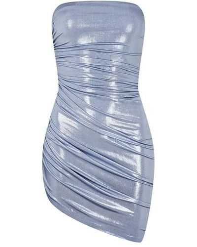 Norma Kamali Strapless Diana Pickball Mini Dress - Blue