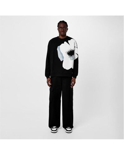 Valentino Crewneck Sweatshirt With Flower Portrait Print - Black