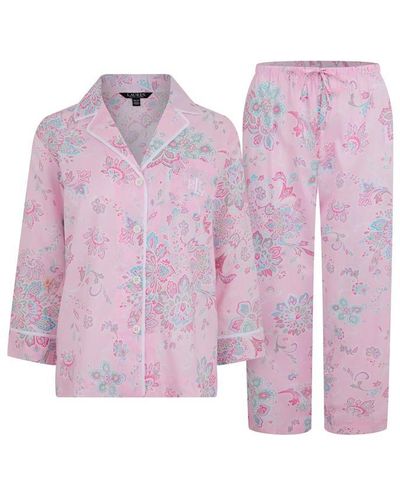 Lauren by Ralph Lauren Lrl Three Quartercol Pjset Ld41 - Pink