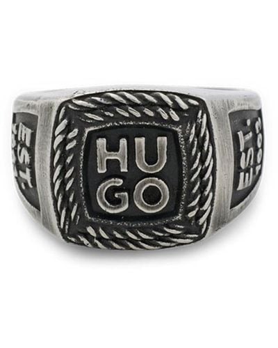 HUGO E-stacked Ring - Black