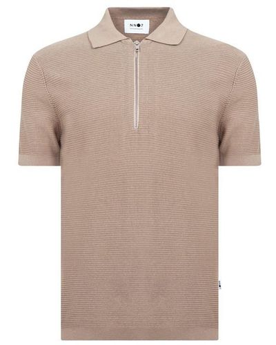 NN07 Hansie Short Sleeve Zip Polo Shirt - Brown
