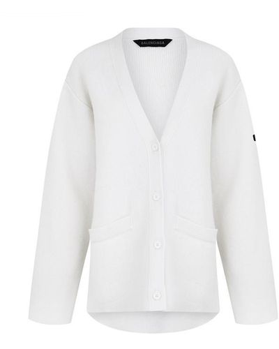 Balenciaga Oversized Long Sleeve Cardigan - White