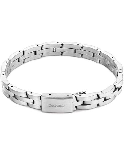 Calvin Klein Gents Brushed Stainless Steel Bracelet - Metallic