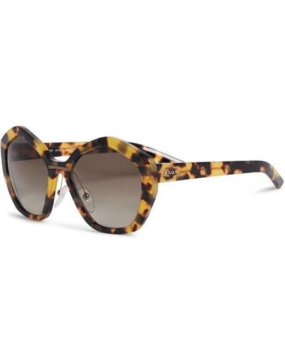 Prada Black 0pr 08xs Octagonal Sunglasses - Brown