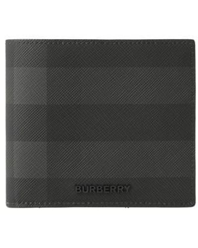 Burberry Checked Billfold Wallet - Black