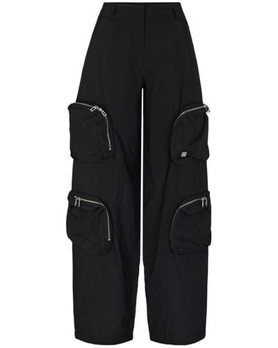 HUGO Relaxed-fit Cargo Trousers With Large Zipped Pockets - Black