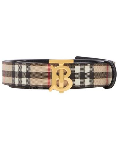 Burberry Monogram Motif Vintage Check Belt - Natural