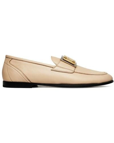 Dolce & Gabbana Ariosto Plaque Loafers - Natural