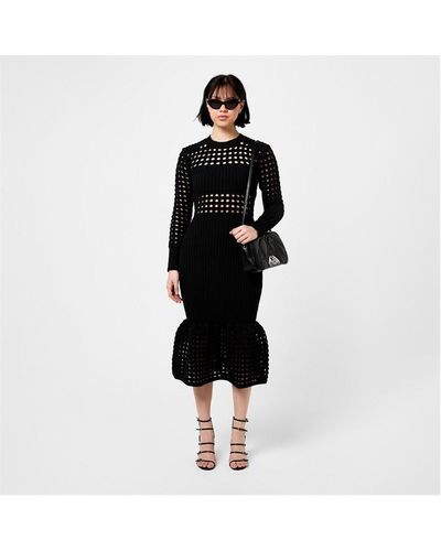 Alexander McQueen Knitted Mesh Midi Dress - Black