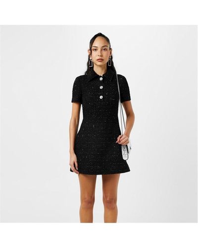 Valentino Metallic Tweed Mini Dress - Black