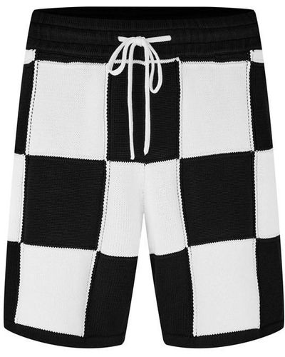 Cole Buxton Check Knitted Shorts - Black