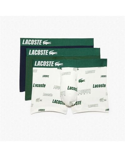 Lacoste Pack Of 3 Iconic Trunks Three-tone Waistband - Green