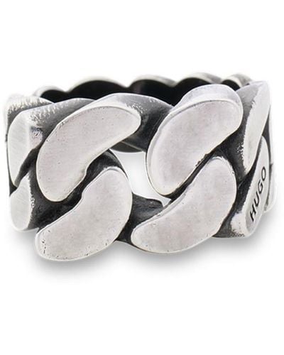 HUGO E-chain Ring. - Metallic