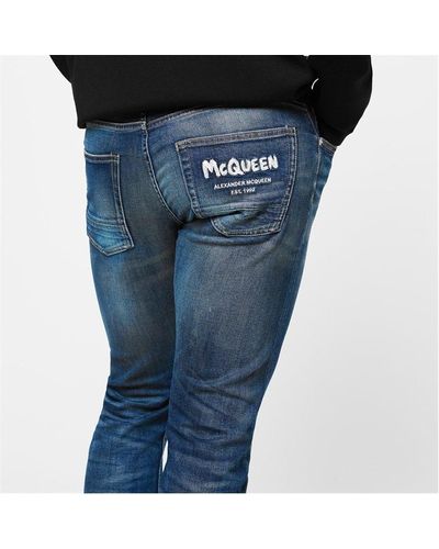 Alexander McQueen Graffiti Jeans - Blue