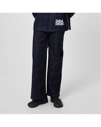 GBADEBO Patchwork Workwear Trousers - Blue