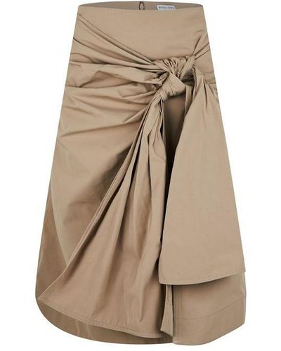 Bottega Veneta Compact Cotton Skirt With Knot Detail - Natural
