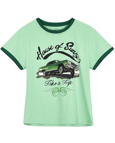 House Of Sunny Cropped Drew T Shirt - Green