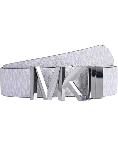 MICHAEL Michael Kors Michael Kors Reversible Mk Logo And Leather Waist Belt - Grey