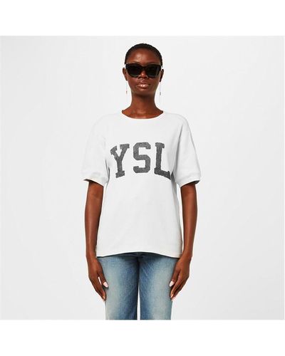 Saint Laurent Ysl Logo T Shirt - White