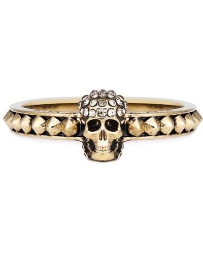 Alexander McQueen Pave Skull Ring - Natural