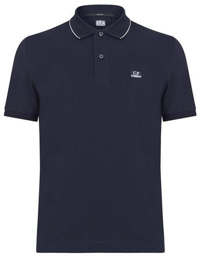 C.P. Company Short Sleeve Tipped Polo Shirt - Blue