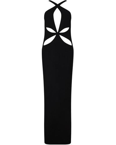 Monot Halter Petal Maxi Dress - Black