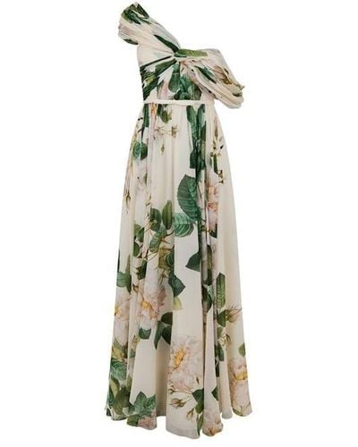Giambattista Valli Giant Bloom Silk Long Dress - Green