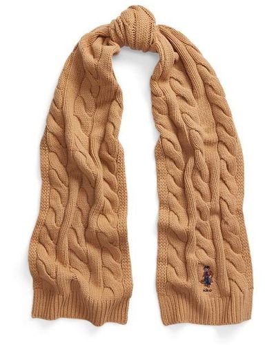 Polo Ralph Lauren Bear Cable-knit Merino Wool Scarf - Brown