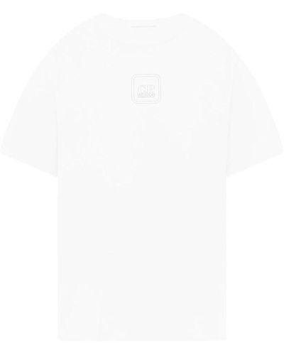 CP COMPANY METROPOLIS Mercerised Logo T Shirt - White