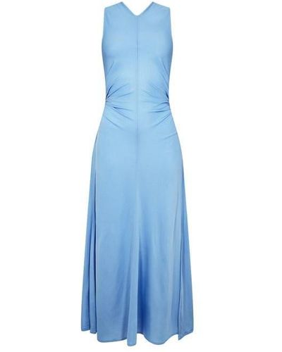 Bottega Veneta Viscose Jersey Long Dress With Knot Ring - Blue