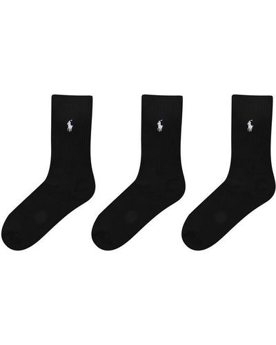 Ralph Lauren 3 Pack Crew Socks - Black