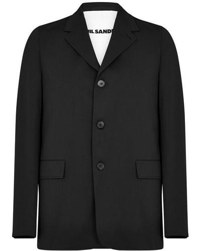Jil Sander Single Breasted Blazer Jacket - Black