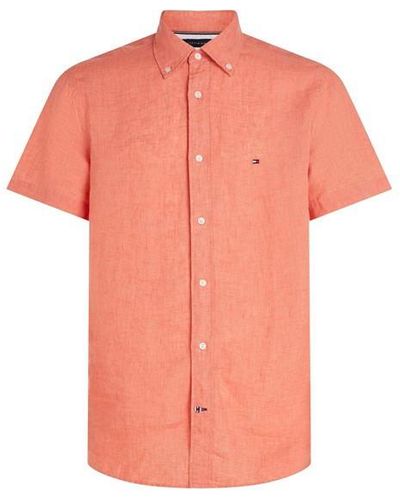 Tommy Hilfiger Pigment Dyed Linen Rf Shirt S/s - Pink